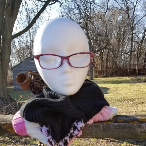 Snood Infinity Scarf Pink Black Upcycled - Picture 3 of 5